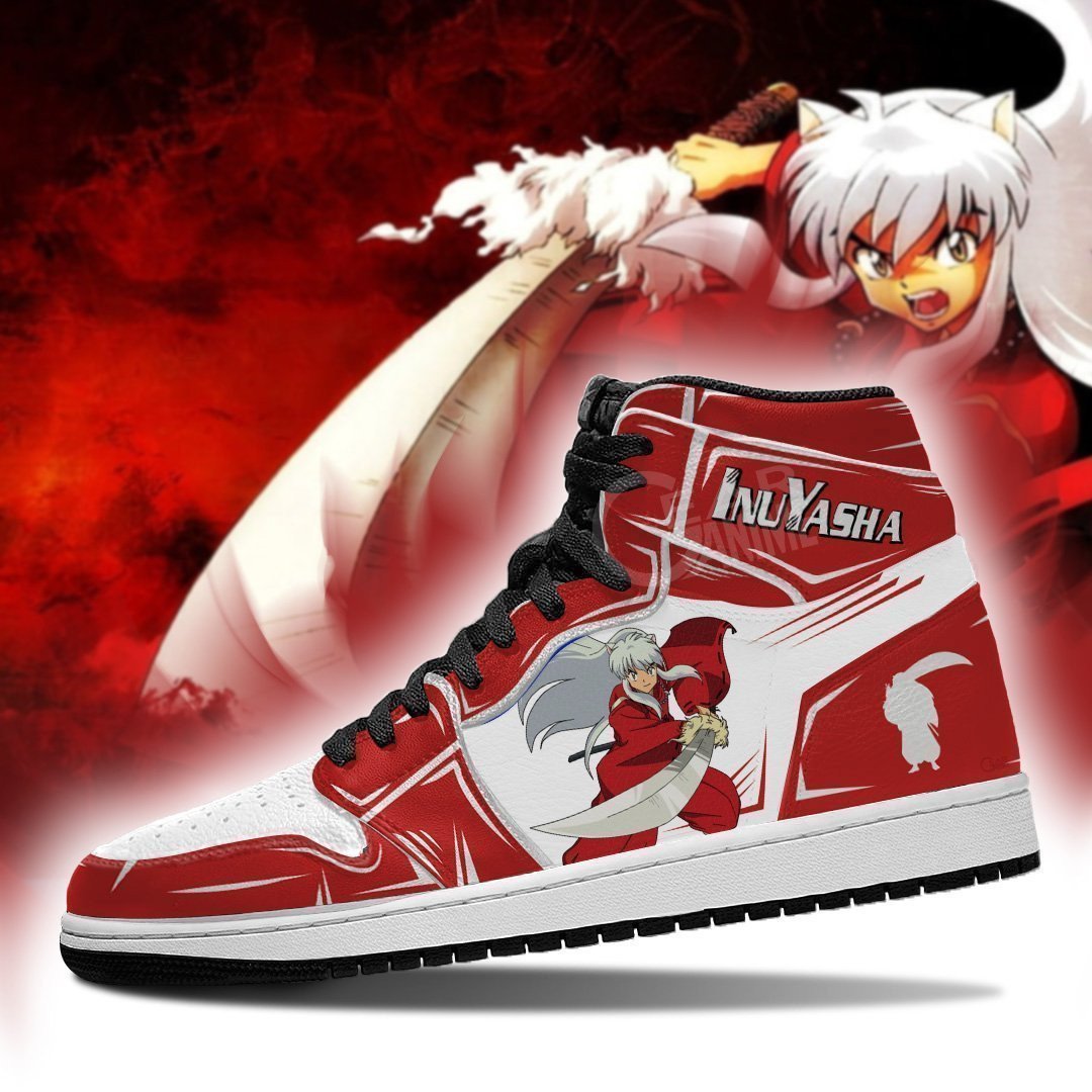 Inuyasha Fight JD1s Sneakers Inuyasha JD1s Sneakers Leather Shoes, Air Jordan Hightop