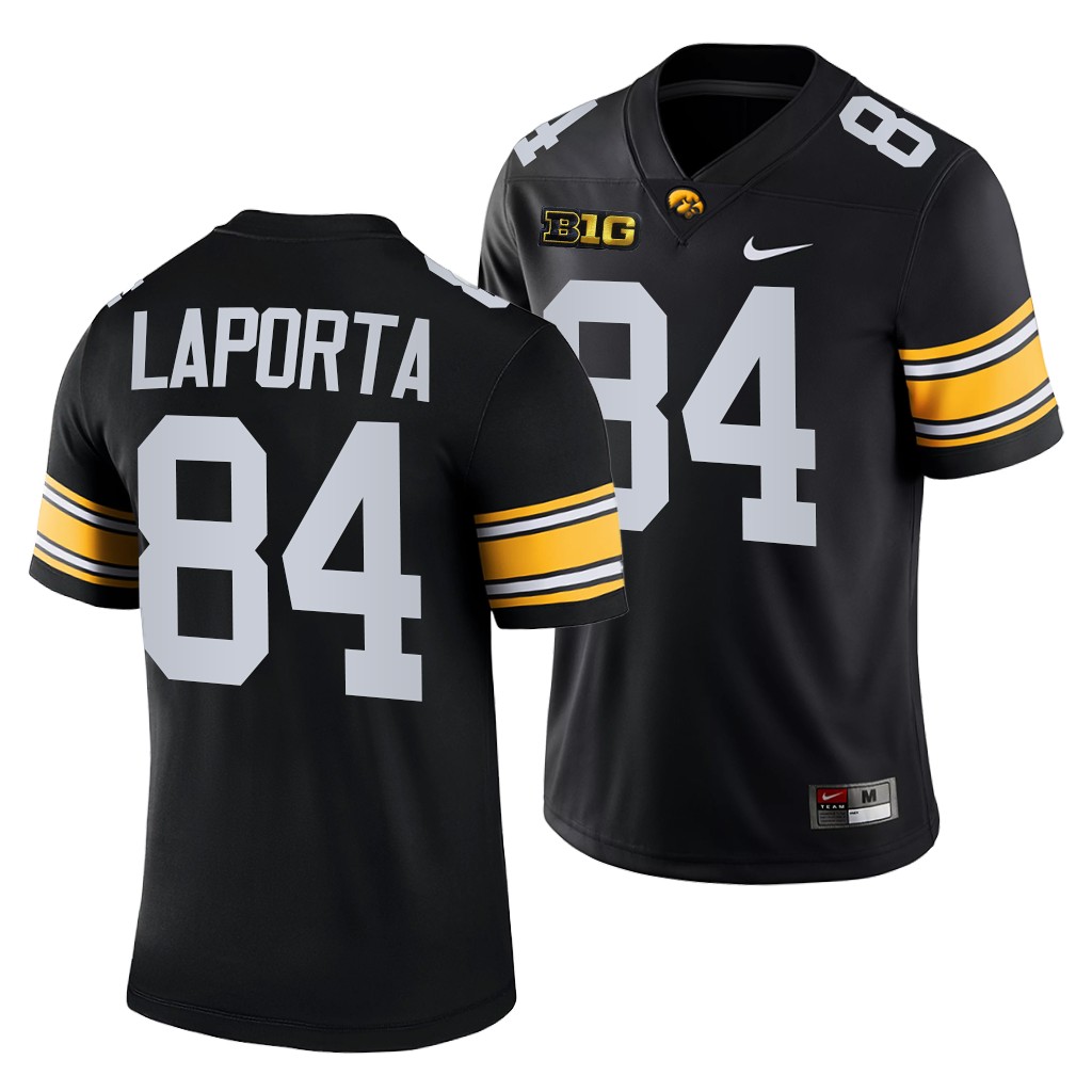 Iowa Hawkeyes 84 Sam LaPorta Black 2021-22 College Game Jersey Men