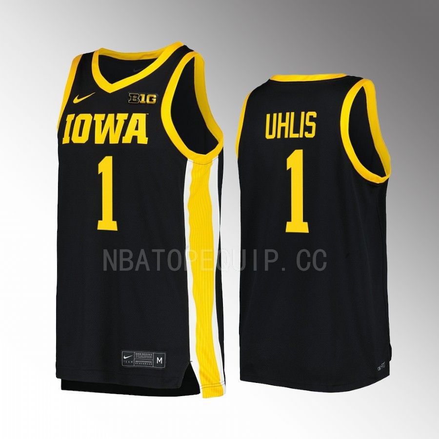 Iowa Hawkeyes Ahron Uhlis Jersey 2022-23 College Black Uniform