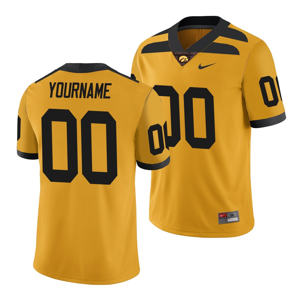 Iowa Hawkeyes Custom Gold College Men's Alternate Game Jersey