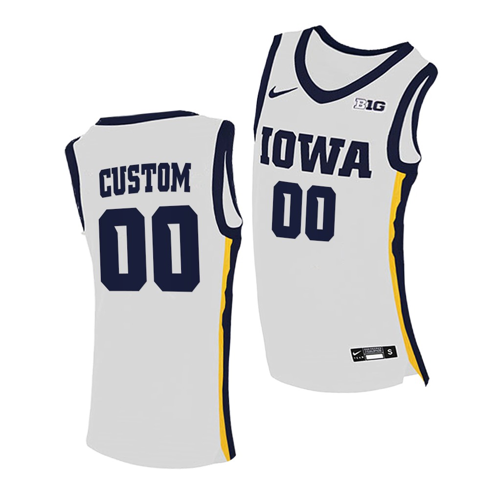 Iowa Hawkeyes Custom White 2020-21 Home College Jersey