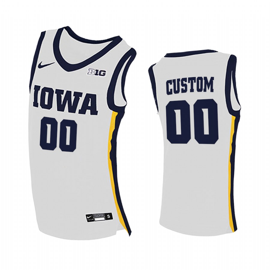 Iowa Hawkeyes Custom White Home 2020-21 College Jersey