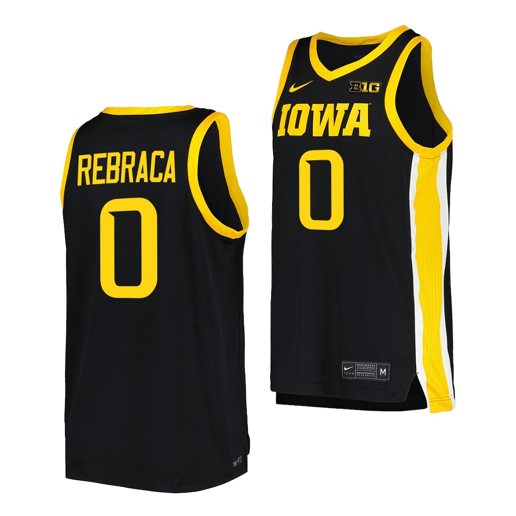 Iowa Hawkeyes Filip Rebraca Black #0 Jersey 2022-23 College
