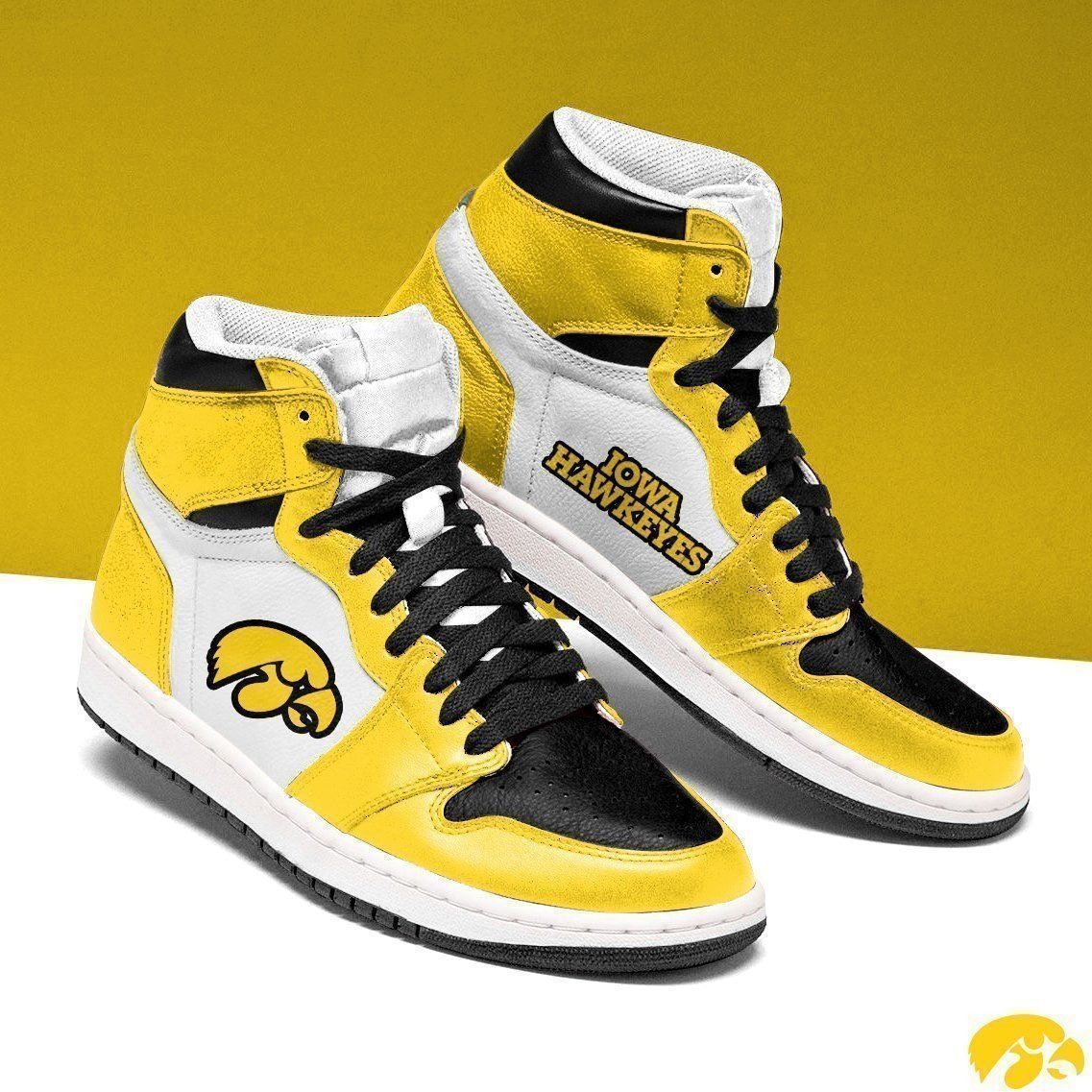 Iowa Hawkeyes NCAA Fashion The best Sneakers Basketball Shoes Leather High Top Air Jordan Sneaker, Air Jordan Hightop
