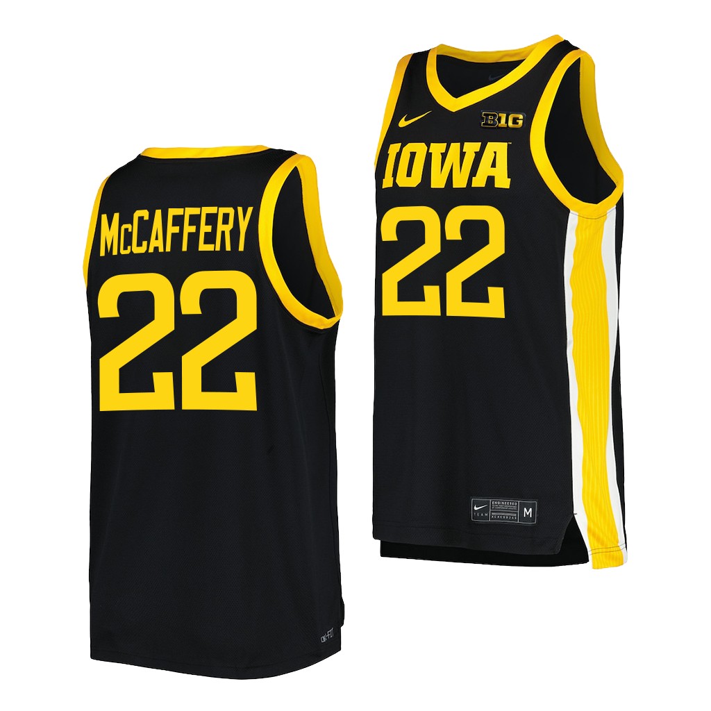 Iowa Hawkeyes Patrick McCaffery Black #22 Jersey 2022-23 College