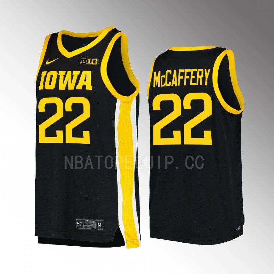 Iowa Hawkeyes Patrick McCaffery Jersey 2022-23 College Black Uniform