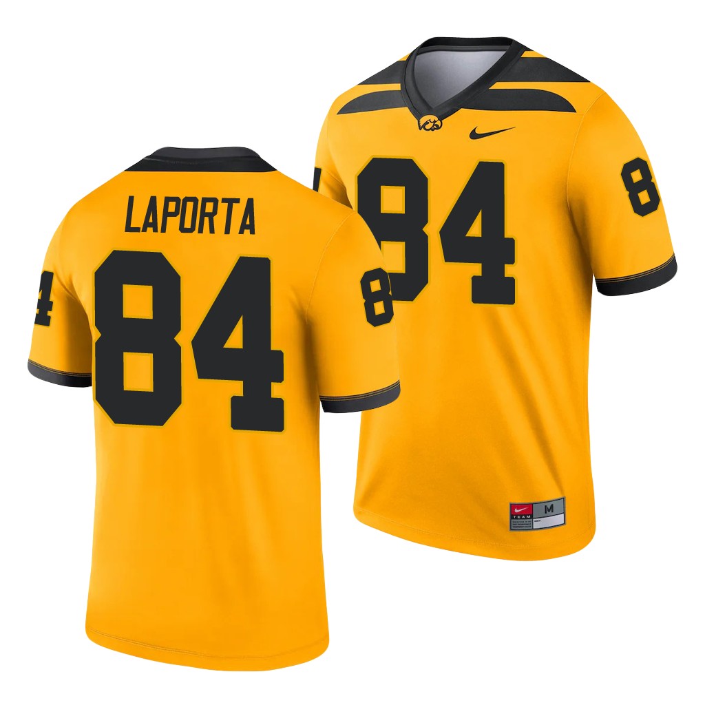 Iowa Hawkeyes Sam LaPorta 84 Gold Legend Alternate Jersey Men's
