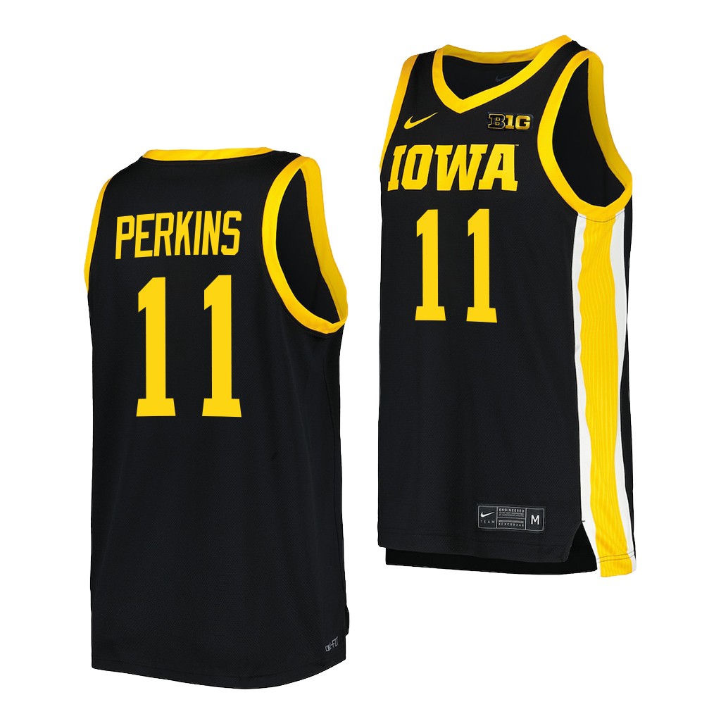 Iowa Hawkeyes Tony Perkins Black #11 Jersey 2022-23 College