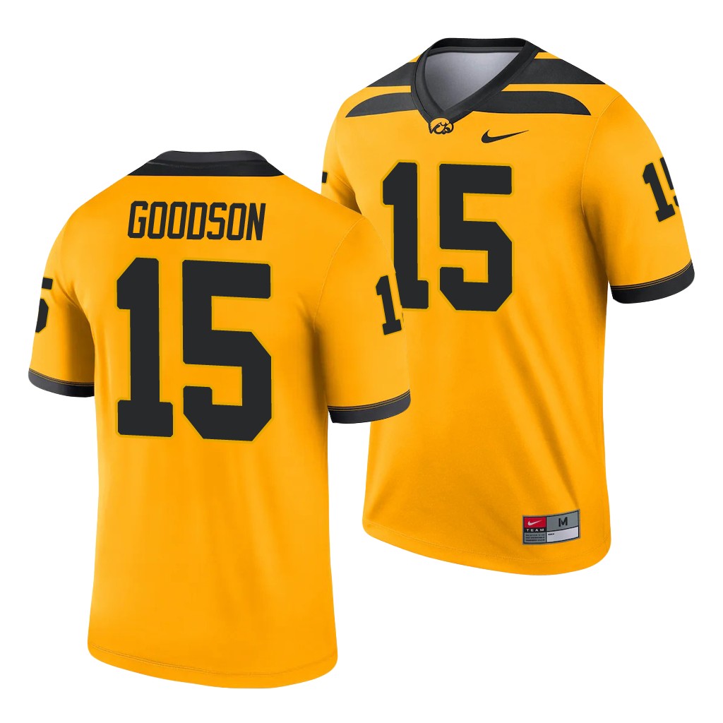 Iowa Hawkeyes Tyler Goodson 15 Gold Legend Alternate Jersey Men's