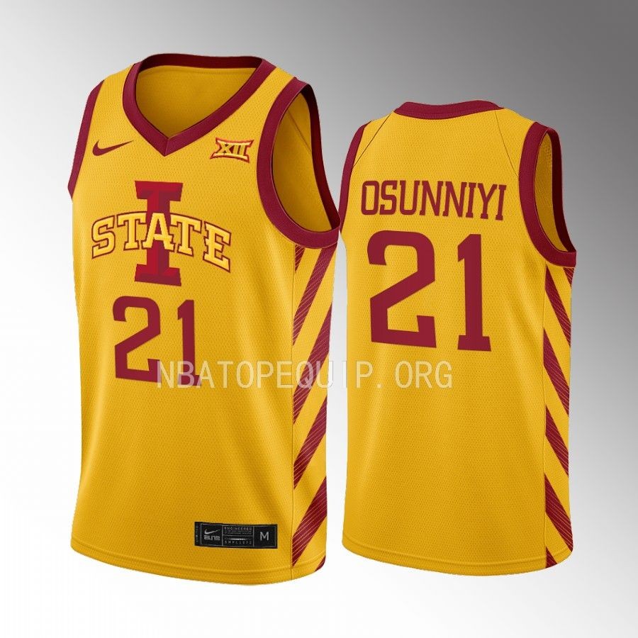 Iowa State Cyclones Osun Osunniyi Jersey 2022-23 College Gold Uniform