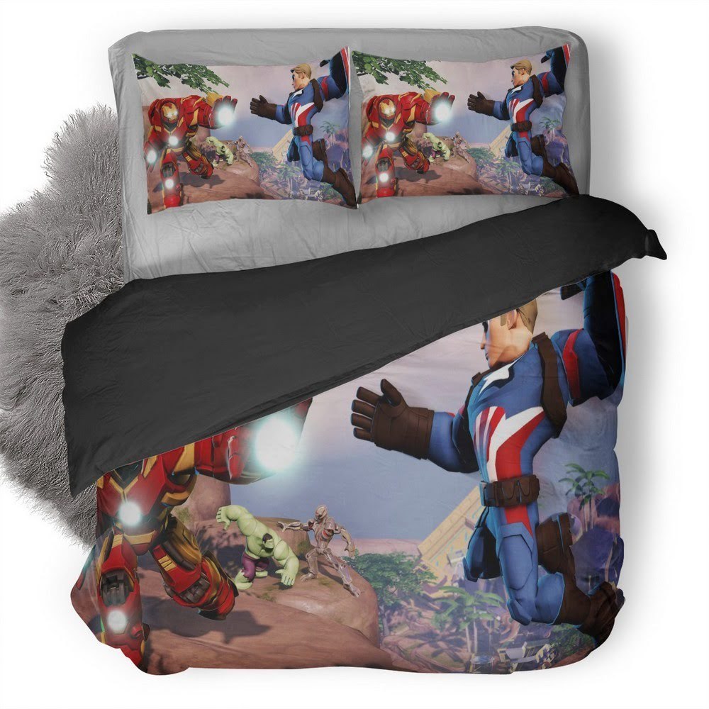 Iron Hulkbuster And Captain America In Marvel Battlegrounds 3D Customized Duvet Cover Bedding Set