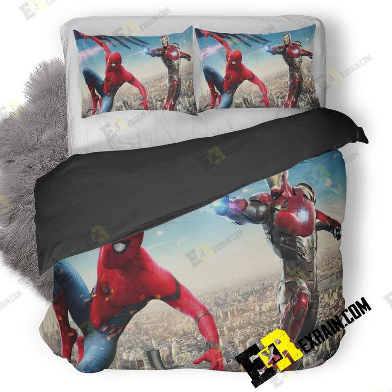 Iron Man And Spiderman In Spiderman Homecoming 3D Customized Duvet Cover Bedding Set