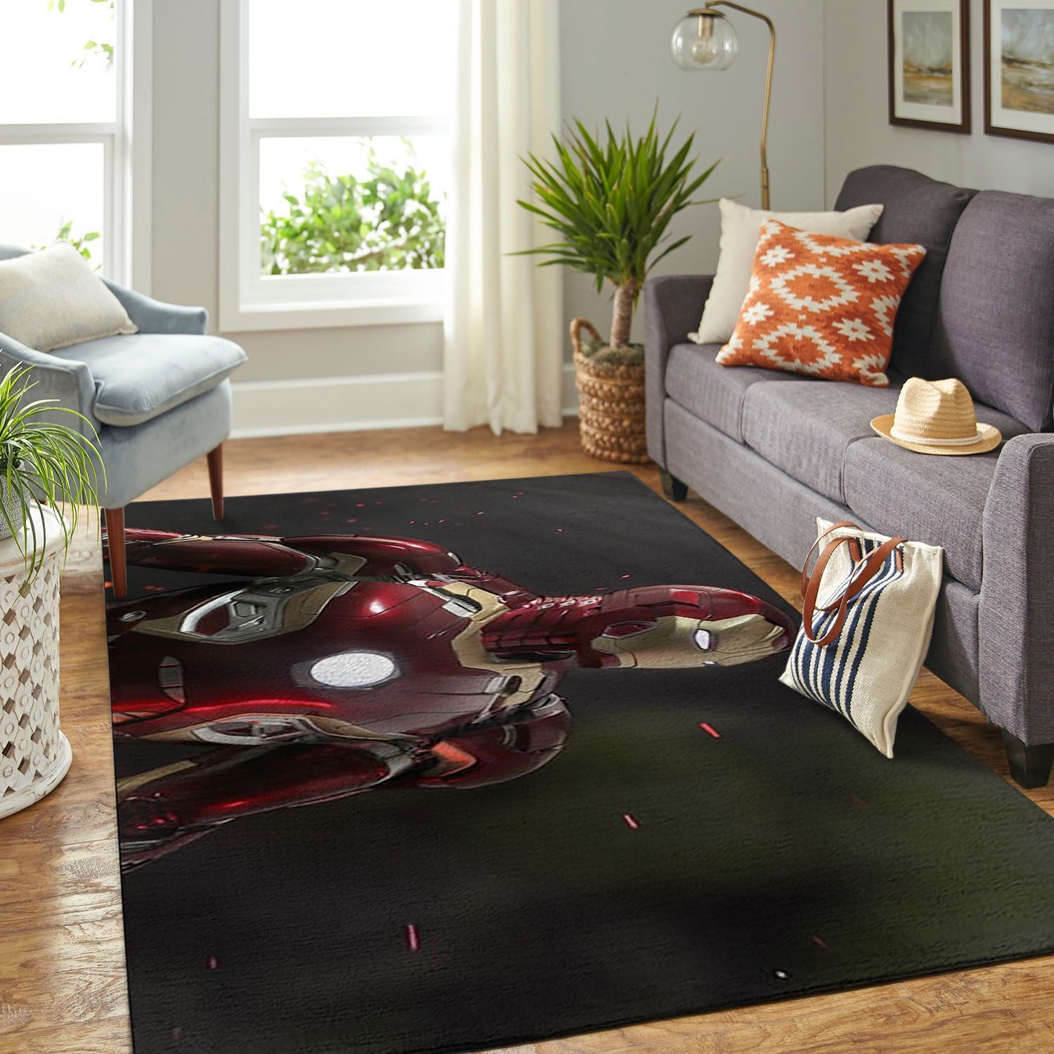 Iron Man Living Room Area Rectangle Rug