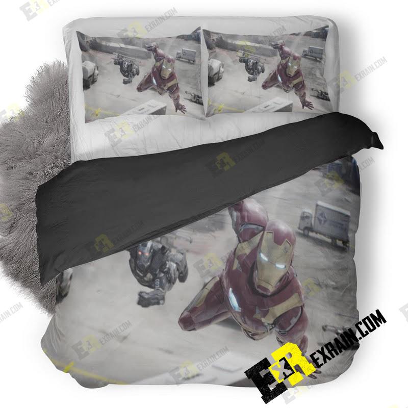 Iron Man War Machine Flying 3D Customized Duvet Cover Bedding Set