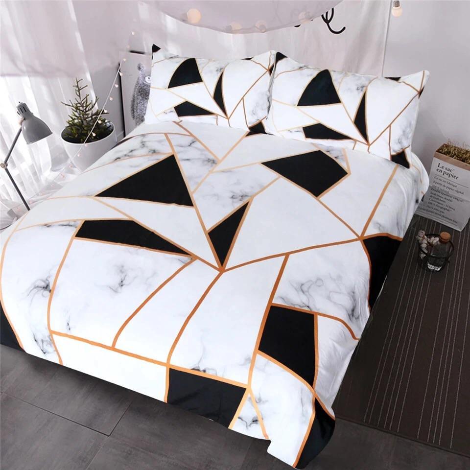 Irregular Geometric Marble 3D Customized Duvet Cover Bedding Set