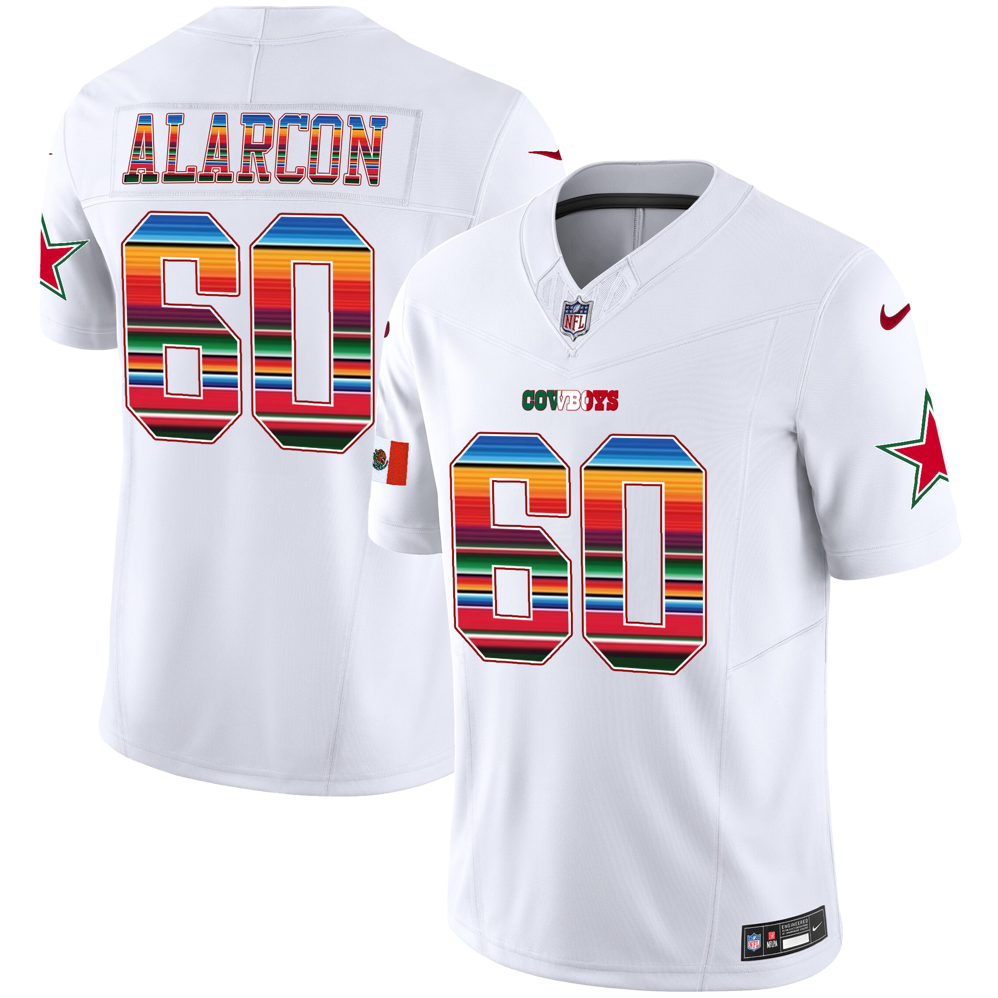 Isaac Alarcon Men's Dallas Cowboys Mexico Vapor Limited White Jersey - All Stitched 