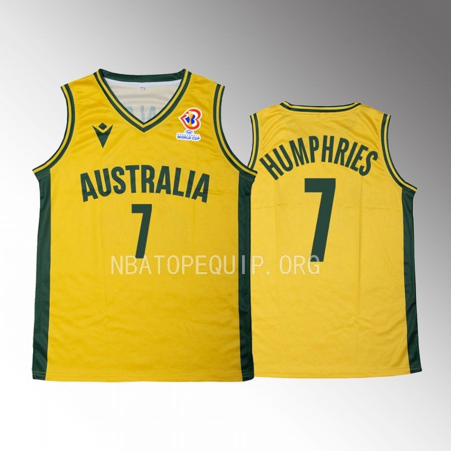 Isaac Humphries Australia 2023 FIBA World Cup Yellow Jersey Home #7