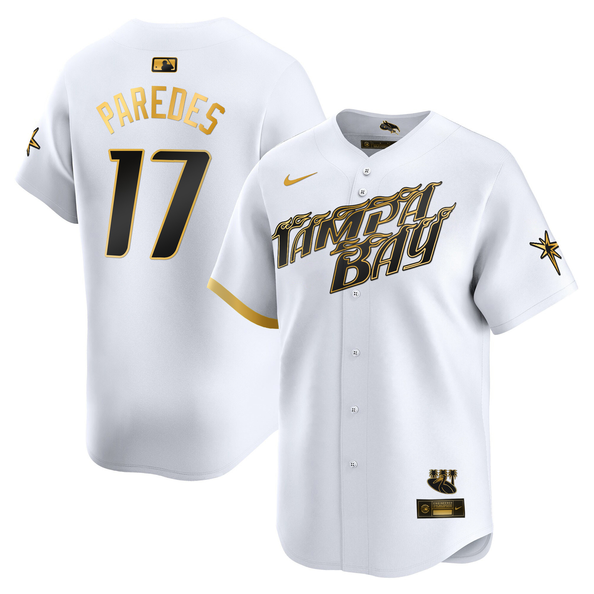 Isaac Paredes Men's Tampa Bay Rays 2024 City Connect Vapor Premier Limited - Charcoal White Gold Jersey - All Stitched