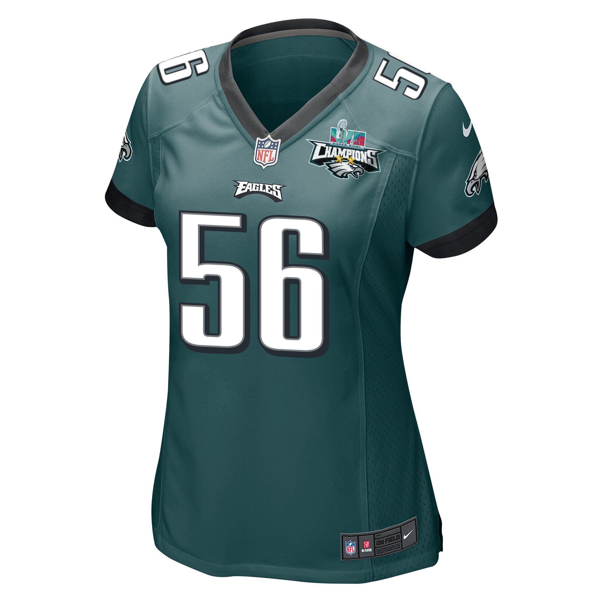 Isaac Seumalo 56 Philadelphia Eagles Super Bowl LVII Champions 2 Stars Women Game Stitched Jersey – Midnight Green