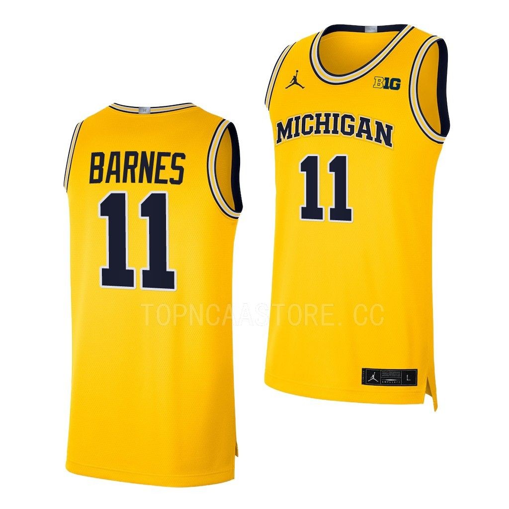 Isaiah Barnes Michigan Wolverines #11 Maize College Jersey 2022-23 Limited