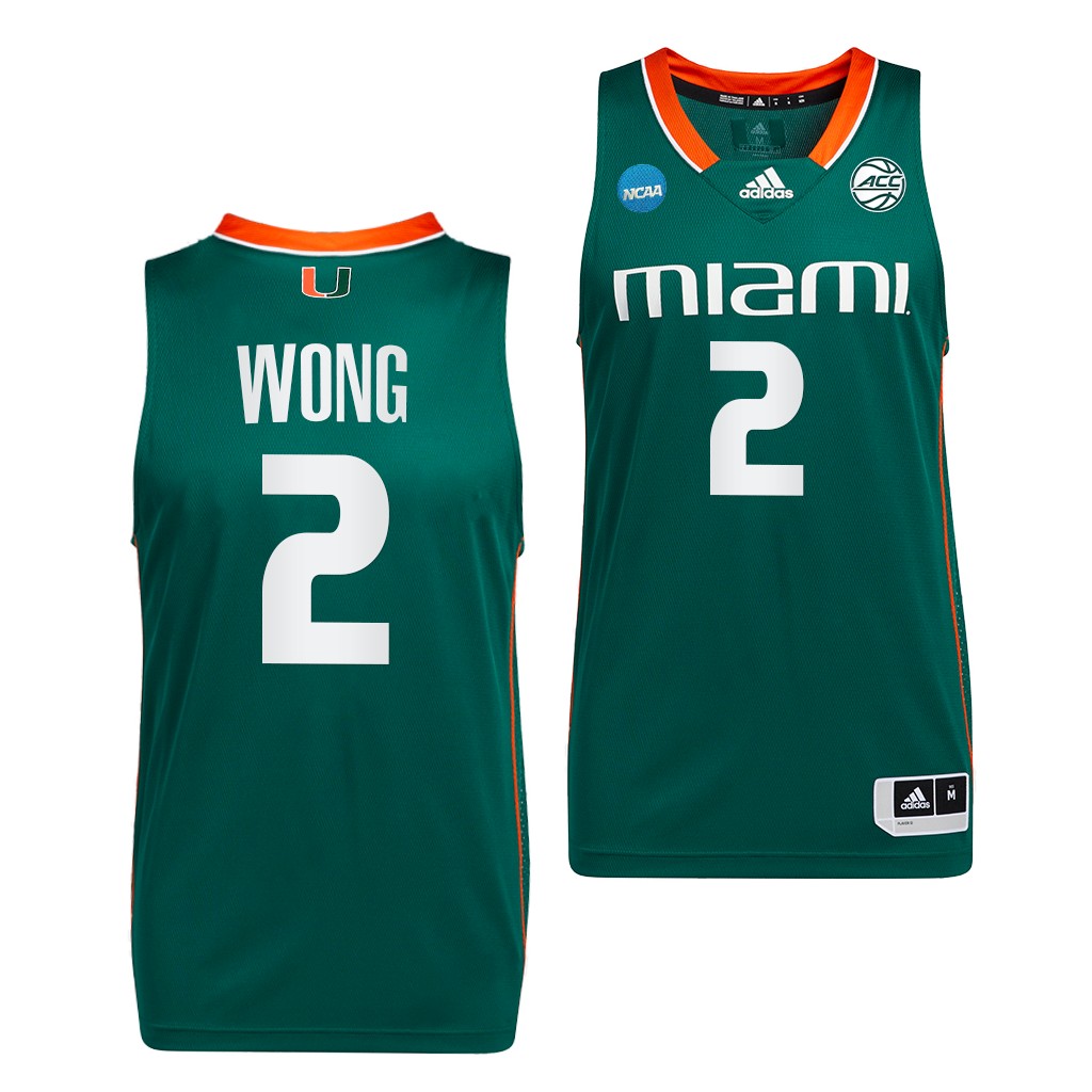 Isaiah Wong Miami Hurricanes 2023 NCAA March Madness Green Mens Jersey #2