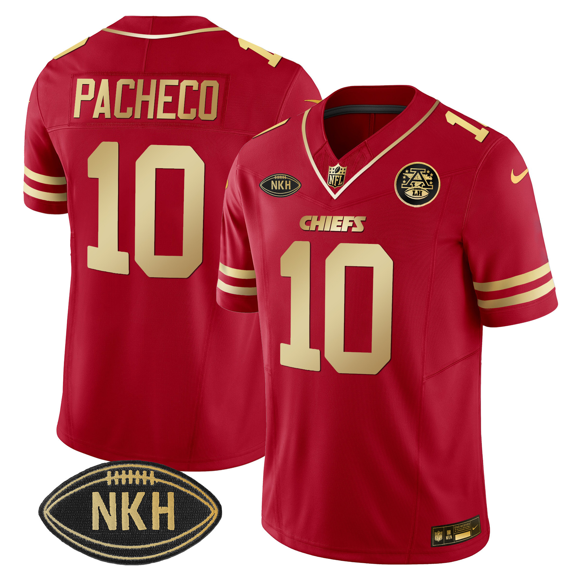 Isiah Pacheco Kansas City Chiefs NKH Patch Red Gold 2023 Vapor Limited Jersey - All Stitched 