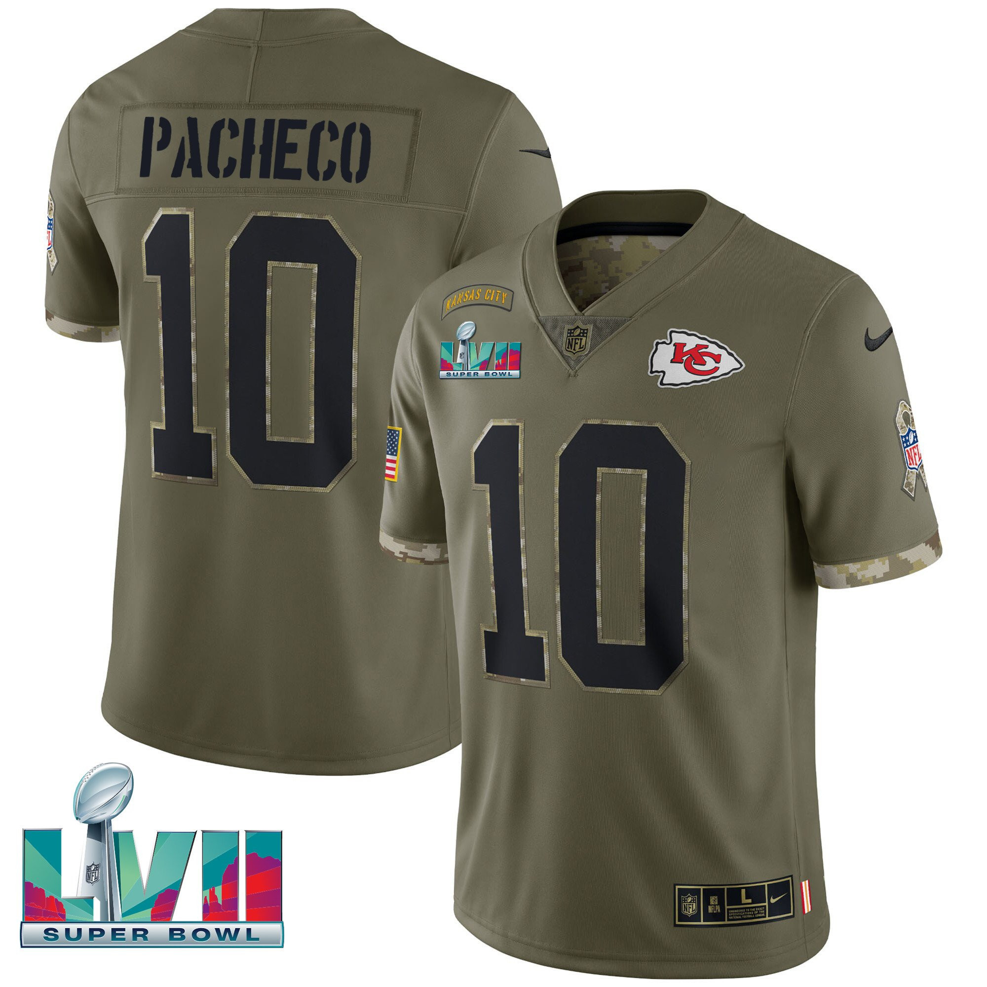 Isiah Pacheco Kansas City Chiefs Super Bowl LVII Salute To Service Player Jersey - All Stitched 