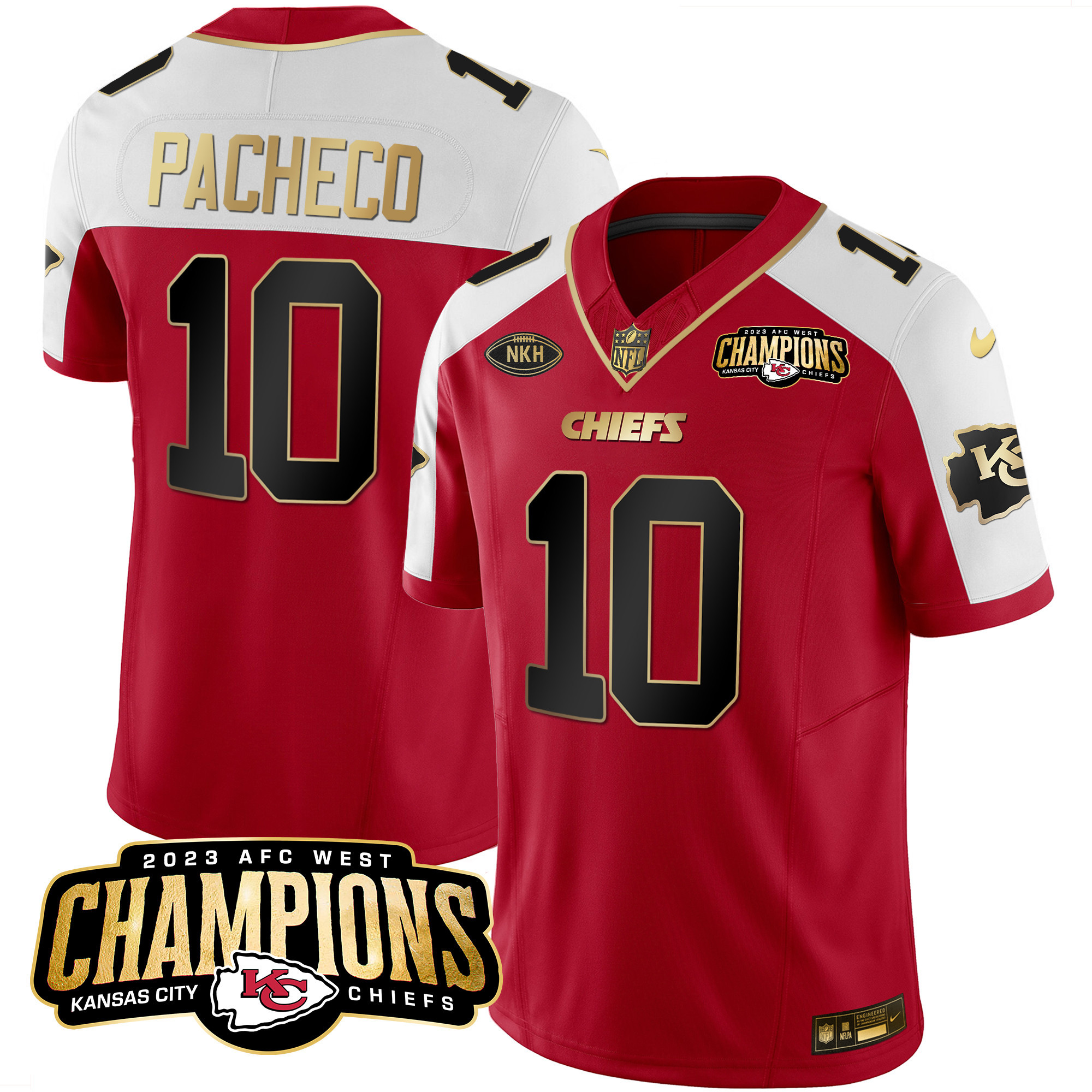 Isiah Pacheco Men's Kansas City Chiefs 2023 AFC West Champions Patch Vapor Limited Red Alternate Jersey - All Stitched 