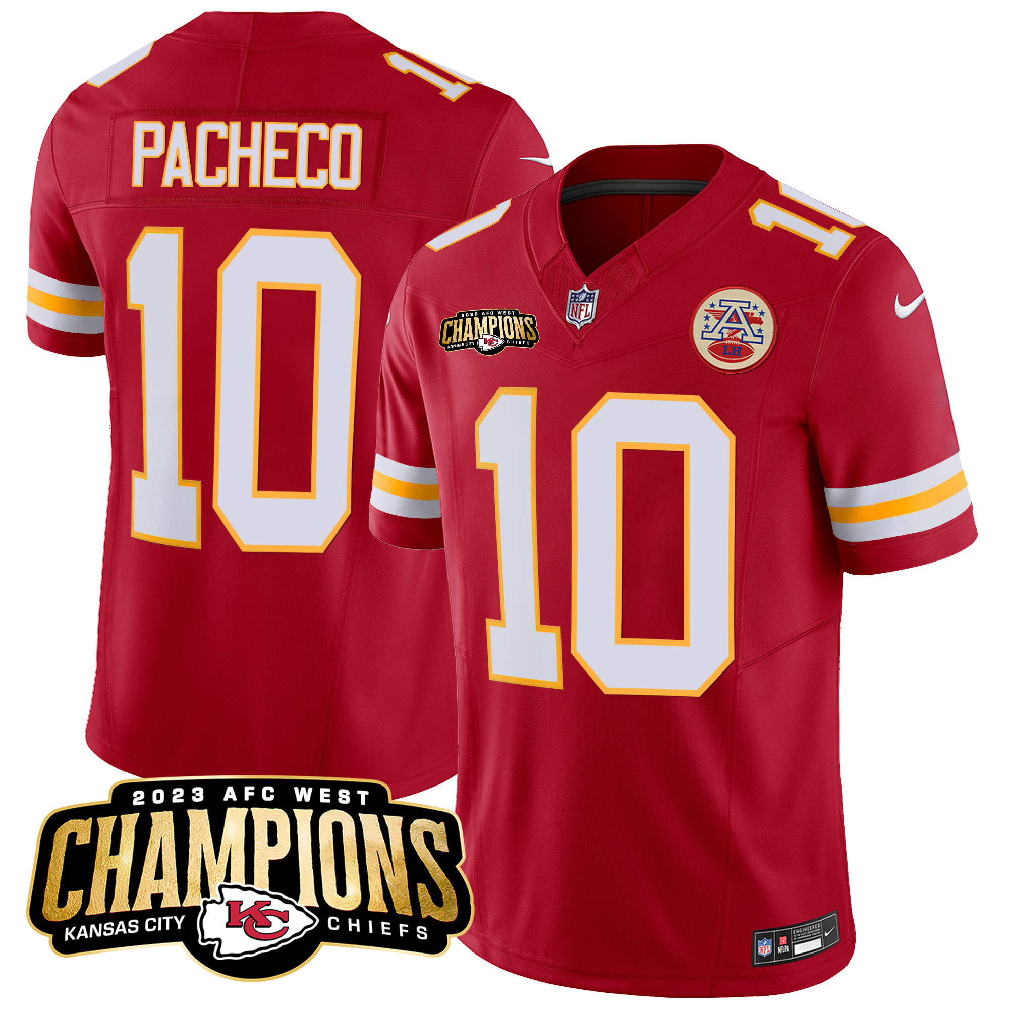 Isiah Pacheco Men's Kansas City Chiefs 2023 AFC West Champions Patch Vapor Limited Red Jersey - All Stitched 