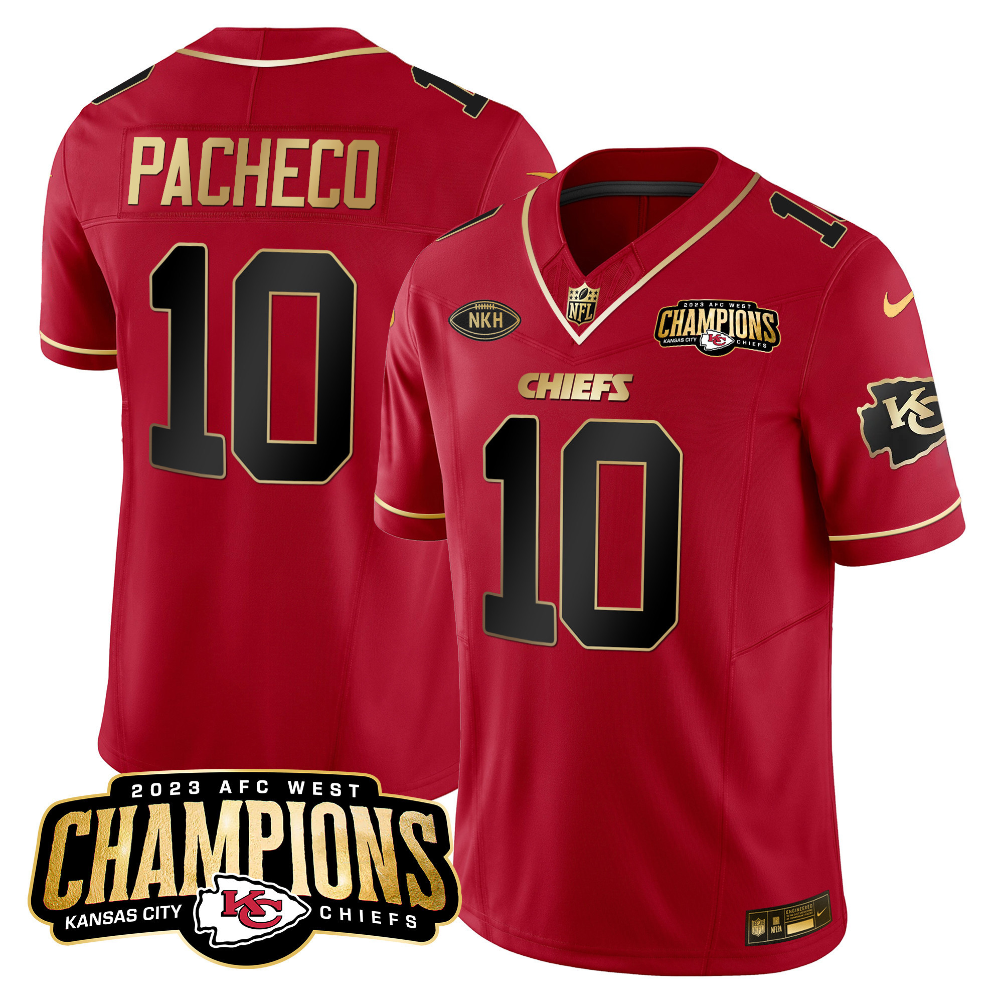 Isiah Pacheco Men's Kansas City Chiefs 2023 AFC West Champions Patch Vapor Limited Red Special Jersey - All Stitched 