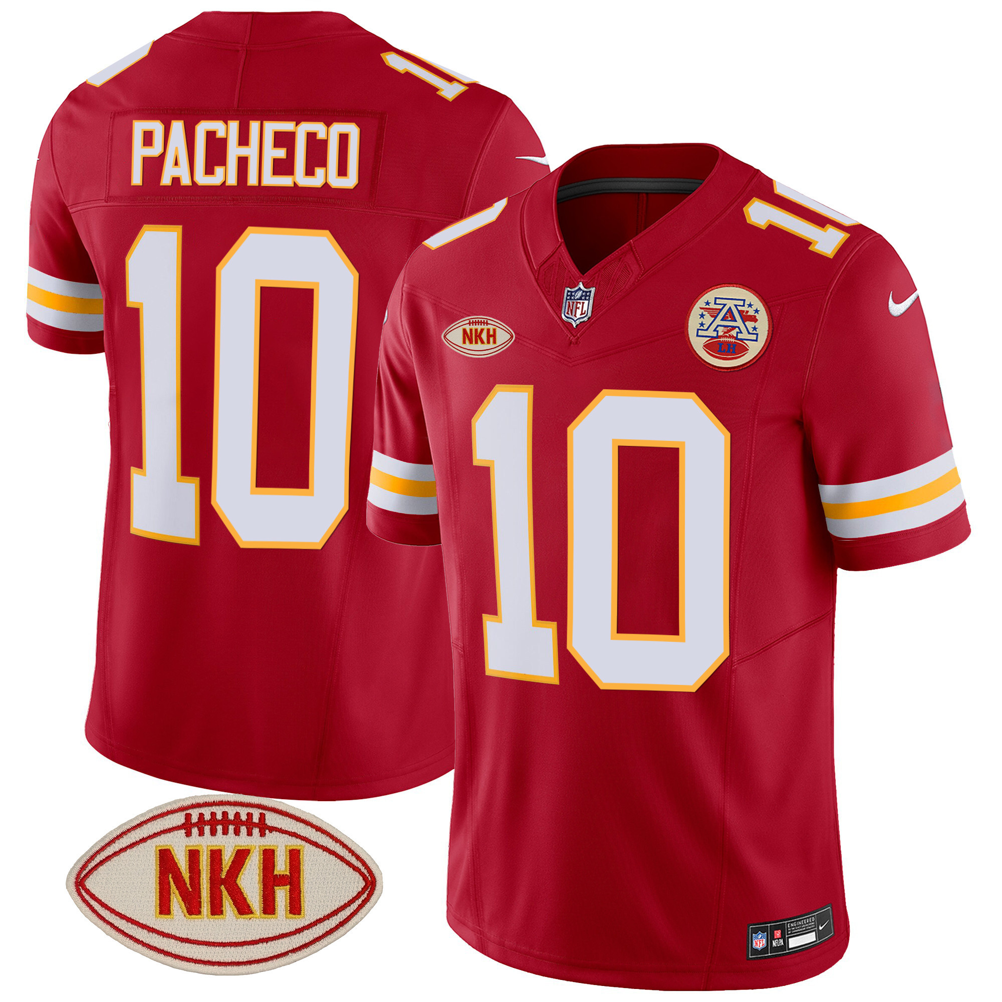 Isiah Pacheco Men's Kansas City Chiefs NKH Patch 2023 Vapor Limited Red Jersey - All Stitched 