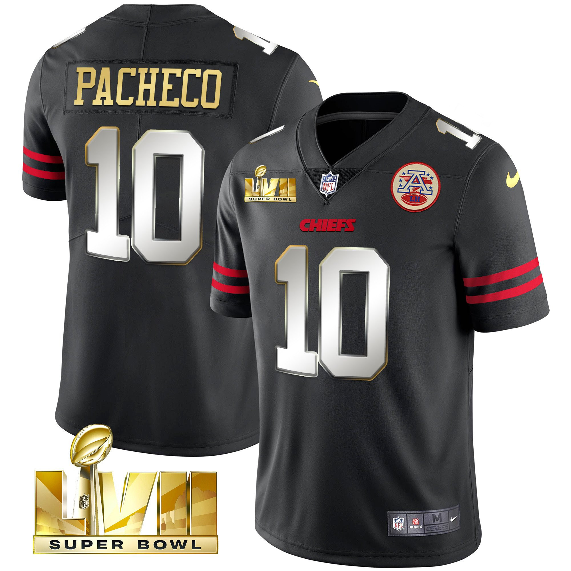 Isiah Pacheco Men's Kansas City Chiefs Super Bowl LVII Gold Vapor Limited Gold Trim Jersey - All Stitched 