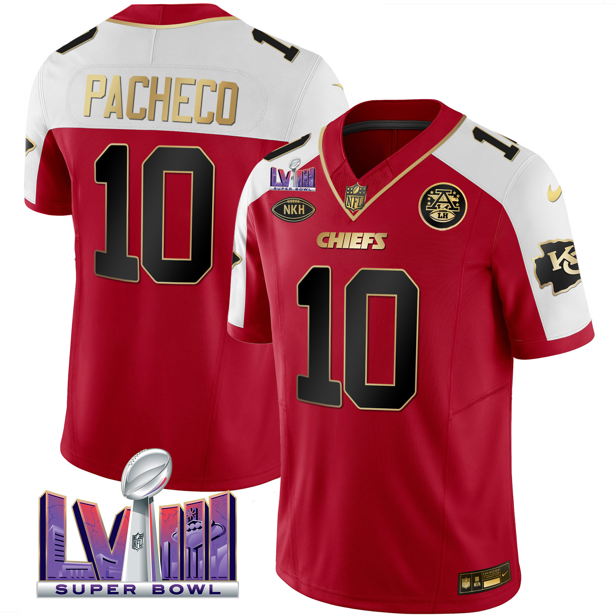 Isiah Pacheco Men's Kansas City Chiefs Super Bowl LVIII Patch Vapor Red Alternate Jersey - All Stitched 