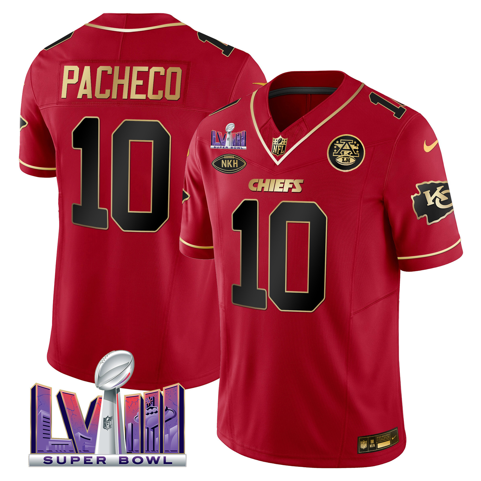 Isiah Pacheco Men's Kansas City Chiefs Super Bowl LVIII Patch Vapor Red Special Jersey - All Stitched 