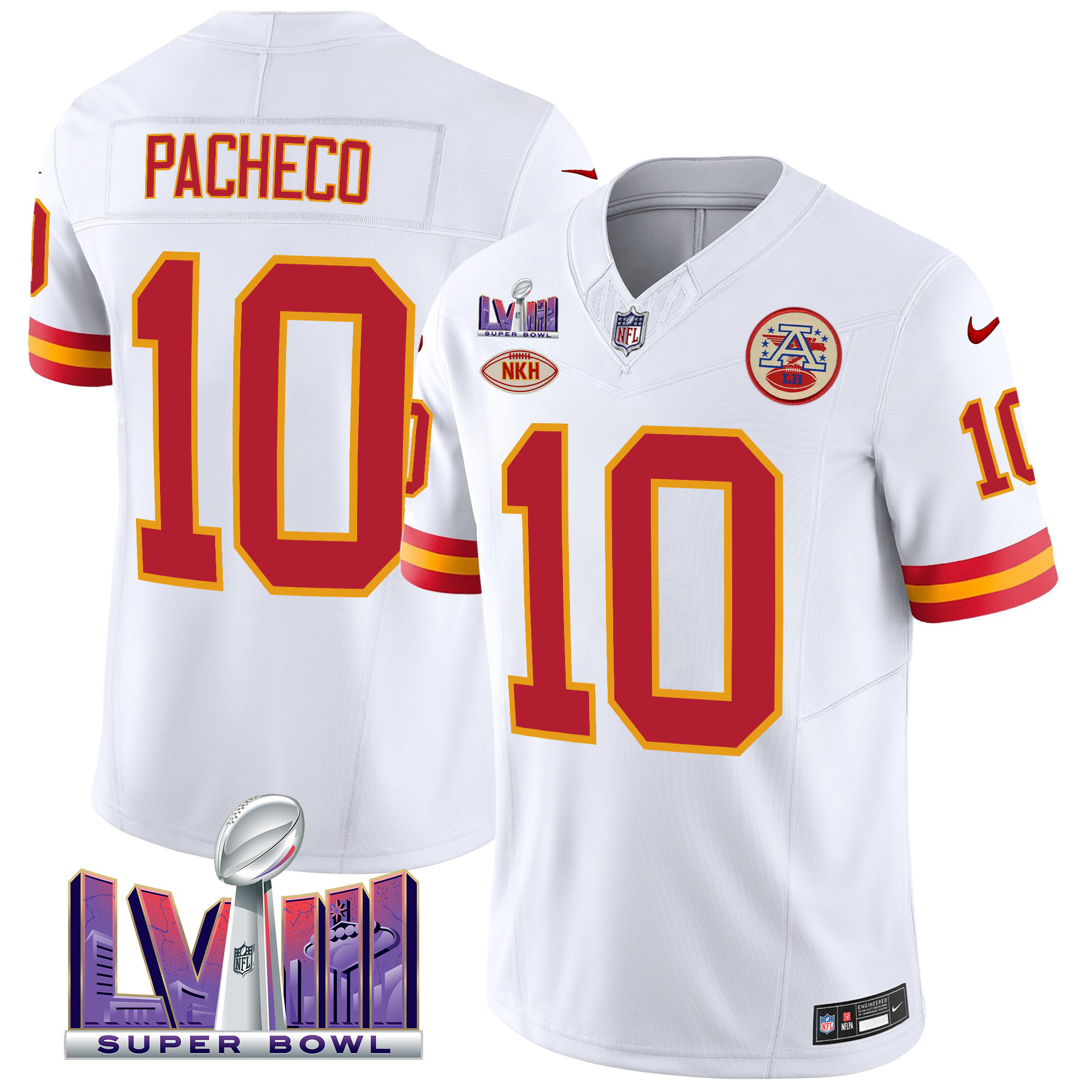 Isiah Pacheco Men's Kansas City Chiefs Throwback Super Bowl LVIII Vapor White Jersey - All Stitched 