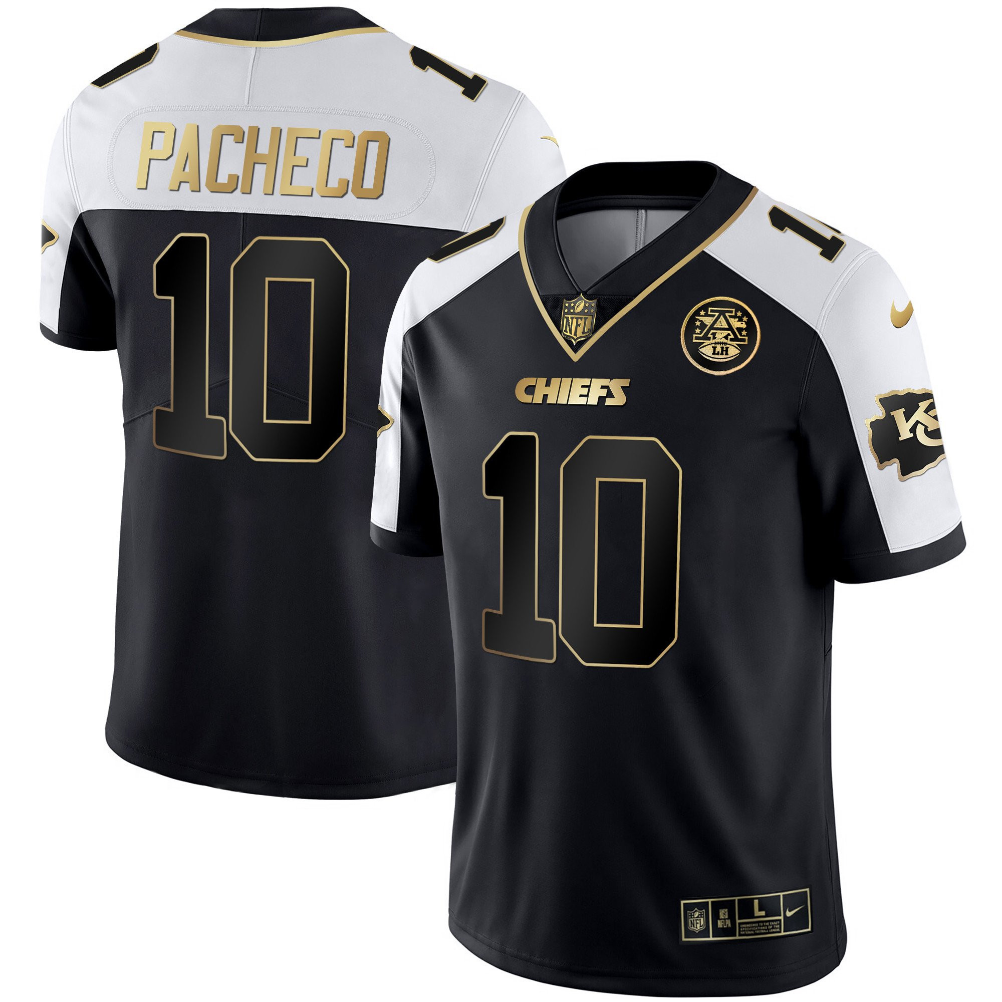Isiah Pacheco Men's Kansas City Chiefs White Gold & Black Gold Alternate Jersey - All Stitched 