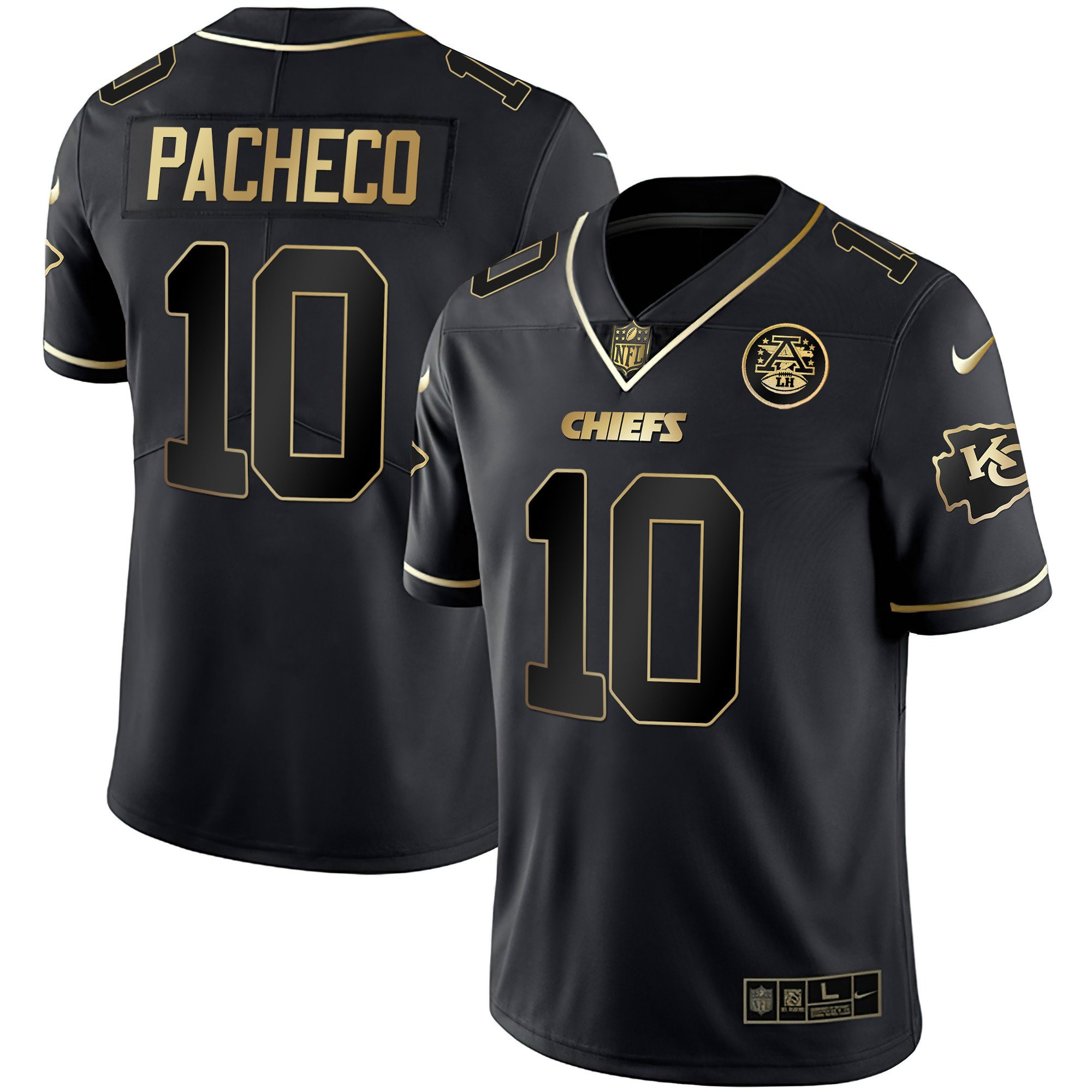 Isiah Pacheco Men's Kansas City Chiefs White Gold & Black Gold Black Gold Jersey - All Stitched 