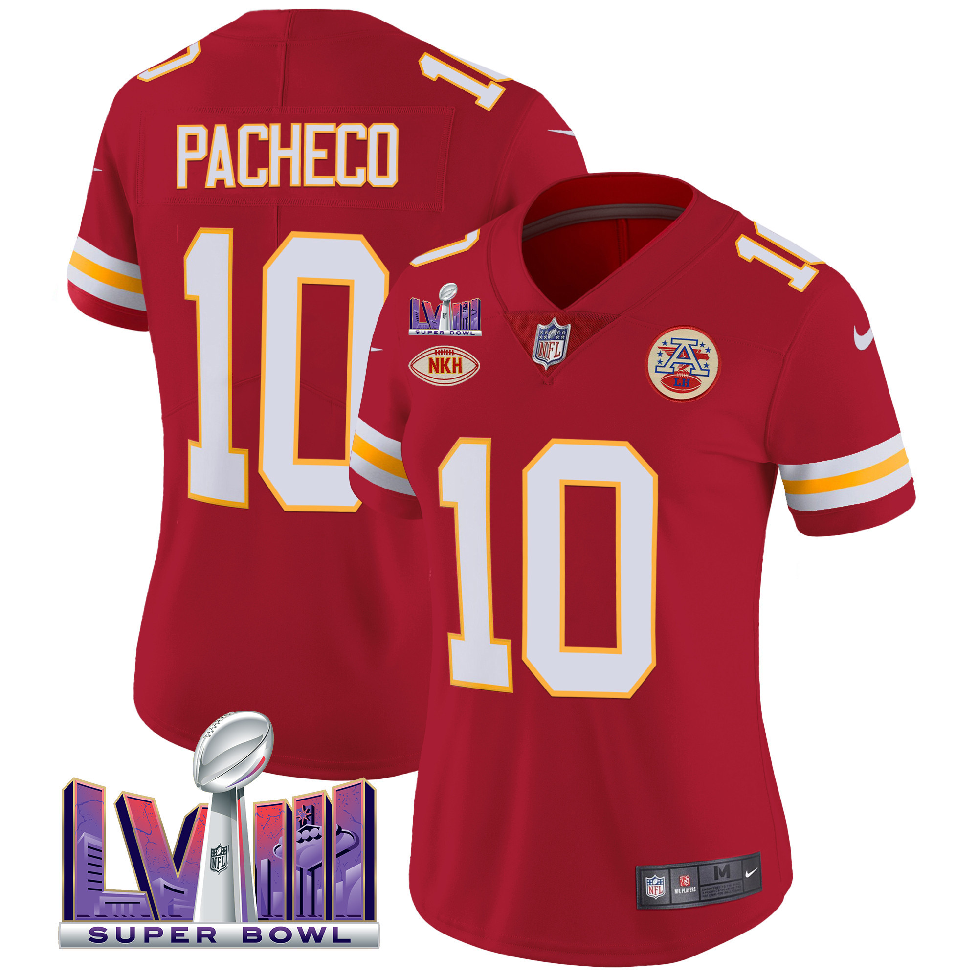 Isiah Pacheco Women's Kansas City Chiefs Super Bowl LVIII Patch Vapor Red Jersey - All Stitched 