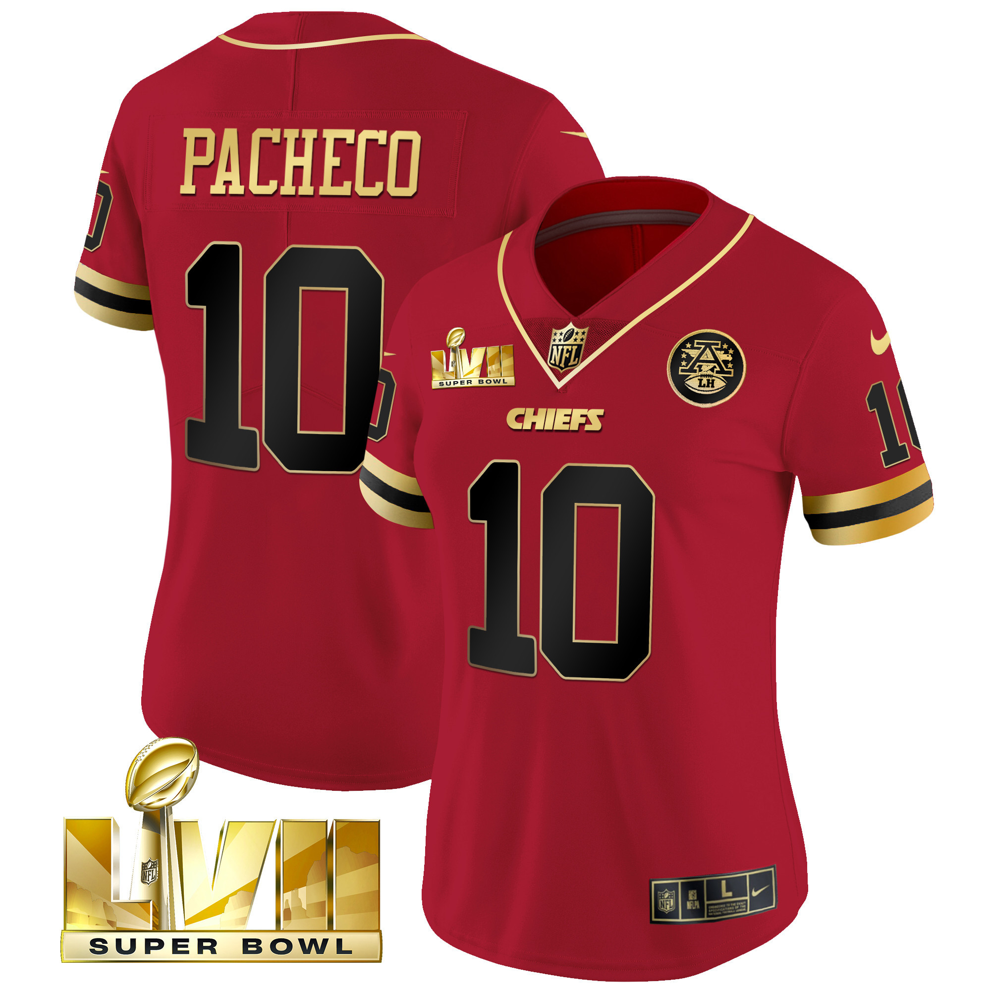 Isiah Pacheco Women's Kansas City Chiefs Throwback Limited Vapor Black Red Jersey - All Stitched 