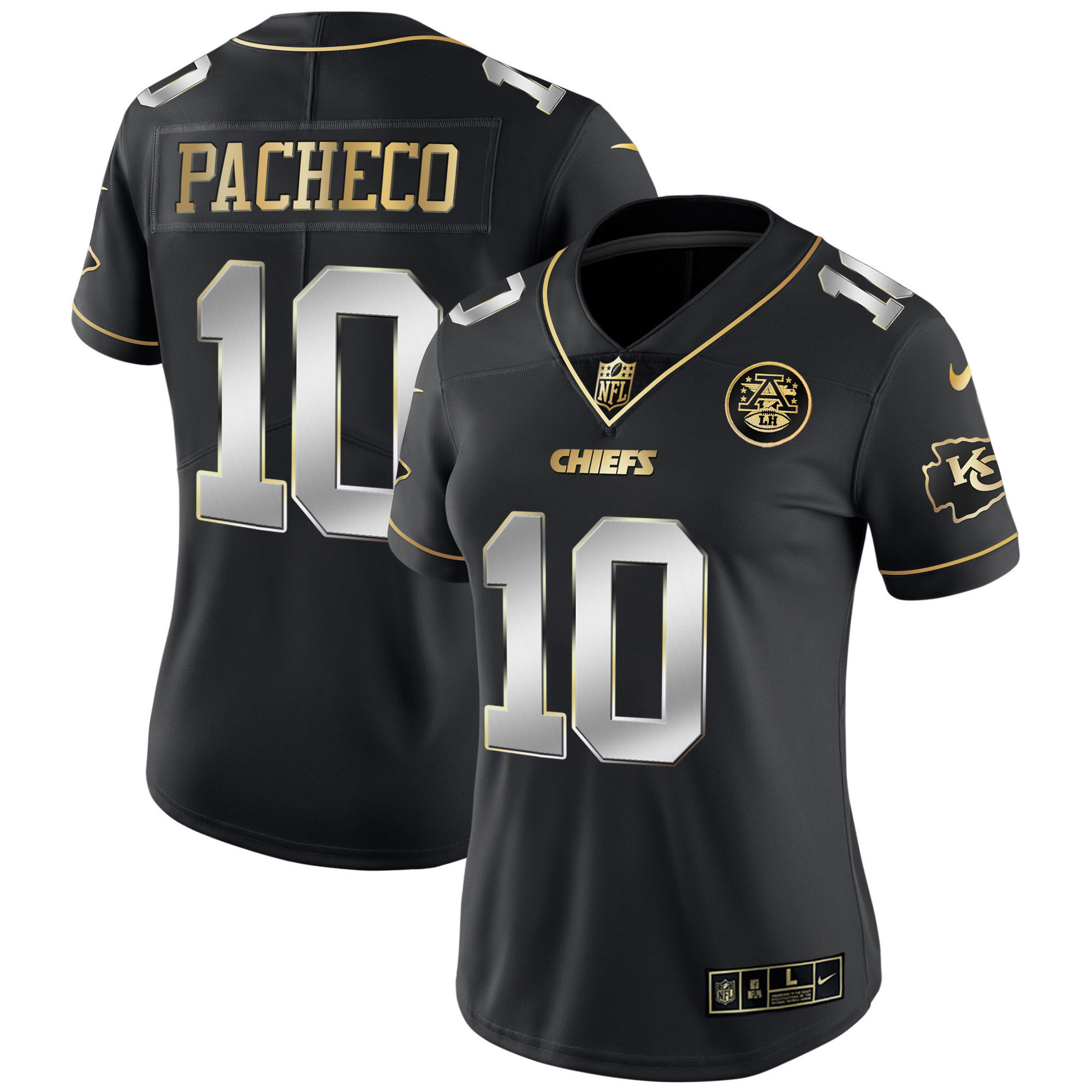 Isiah Pacheco Women's Kansas City Chiefs White Gold & Black Gold Black Limited Jersey - All Stitched 