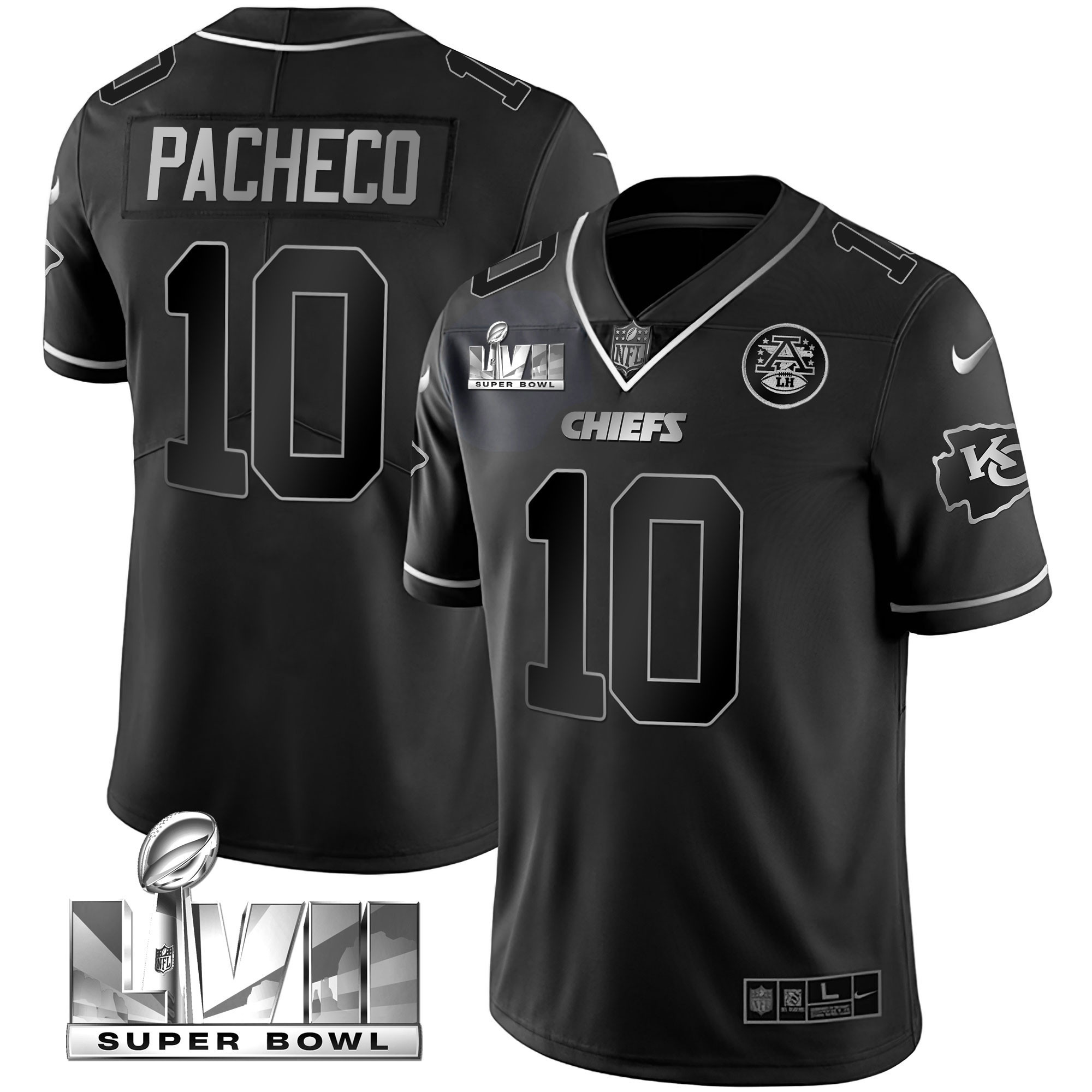 Isiah Pacheco Youth's Kansas City Chiefs Super Bowl Vapor Gold Black Silver Jersey - All Stitched 
