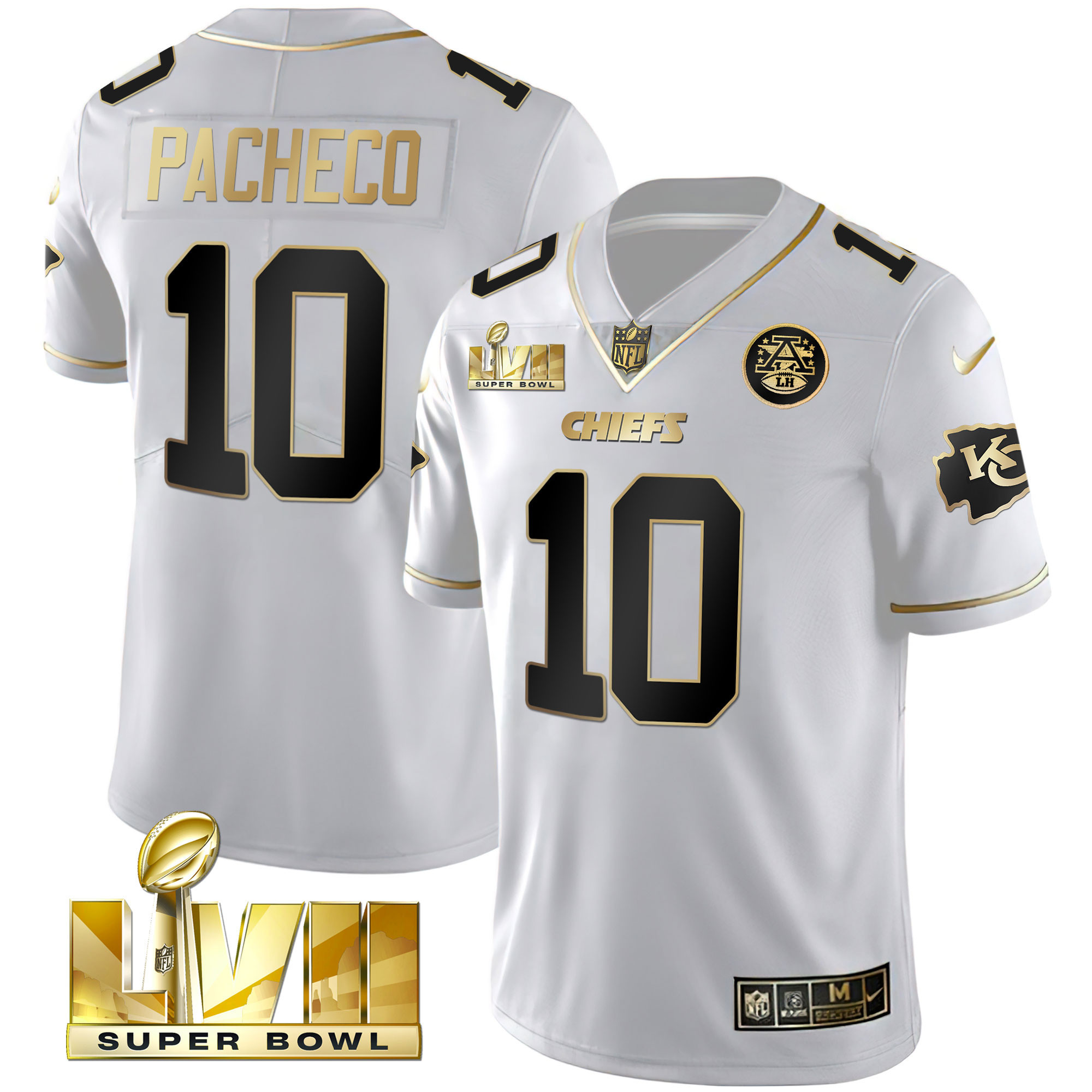 Isiah Pacheco Youth's Kansas City Chiefs Super Bowl Vapor Gold White Gold Jersey - All Stitched 