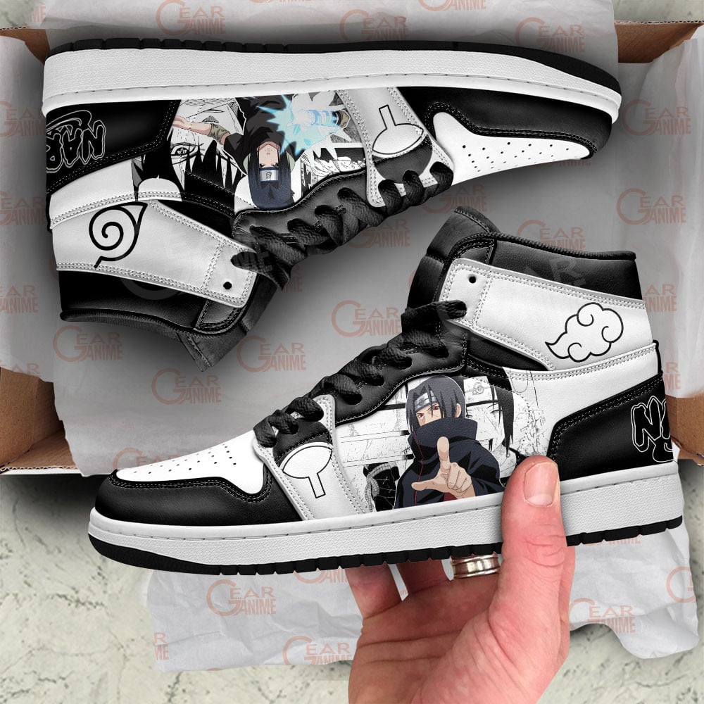 Itachi and Sasuke JD1s Sneakers Manga Anime Shoes, Air Jordan Hightop