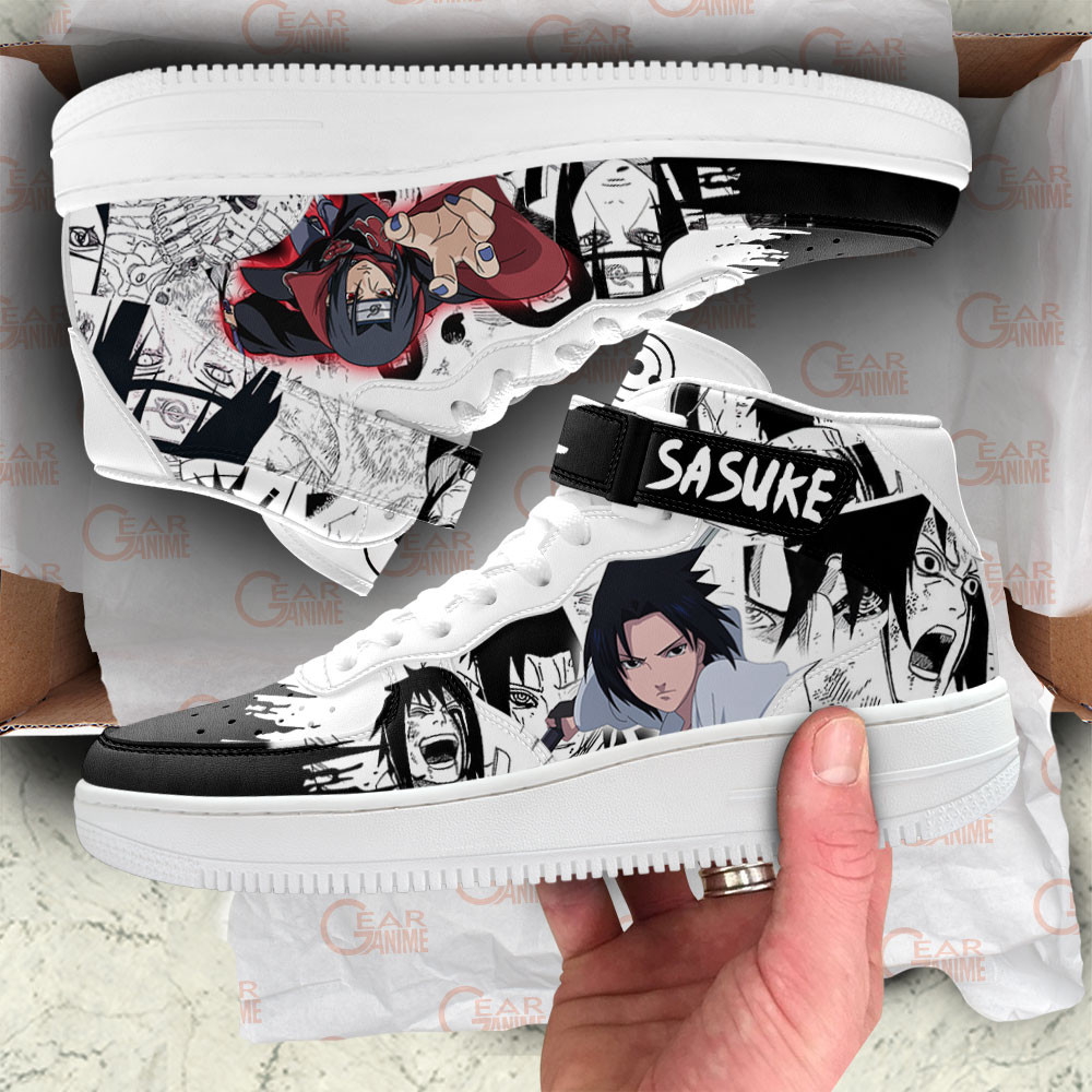 Itachi and Sasuke Sneakers Air Mid Custom Anime Shoes Mix Manga