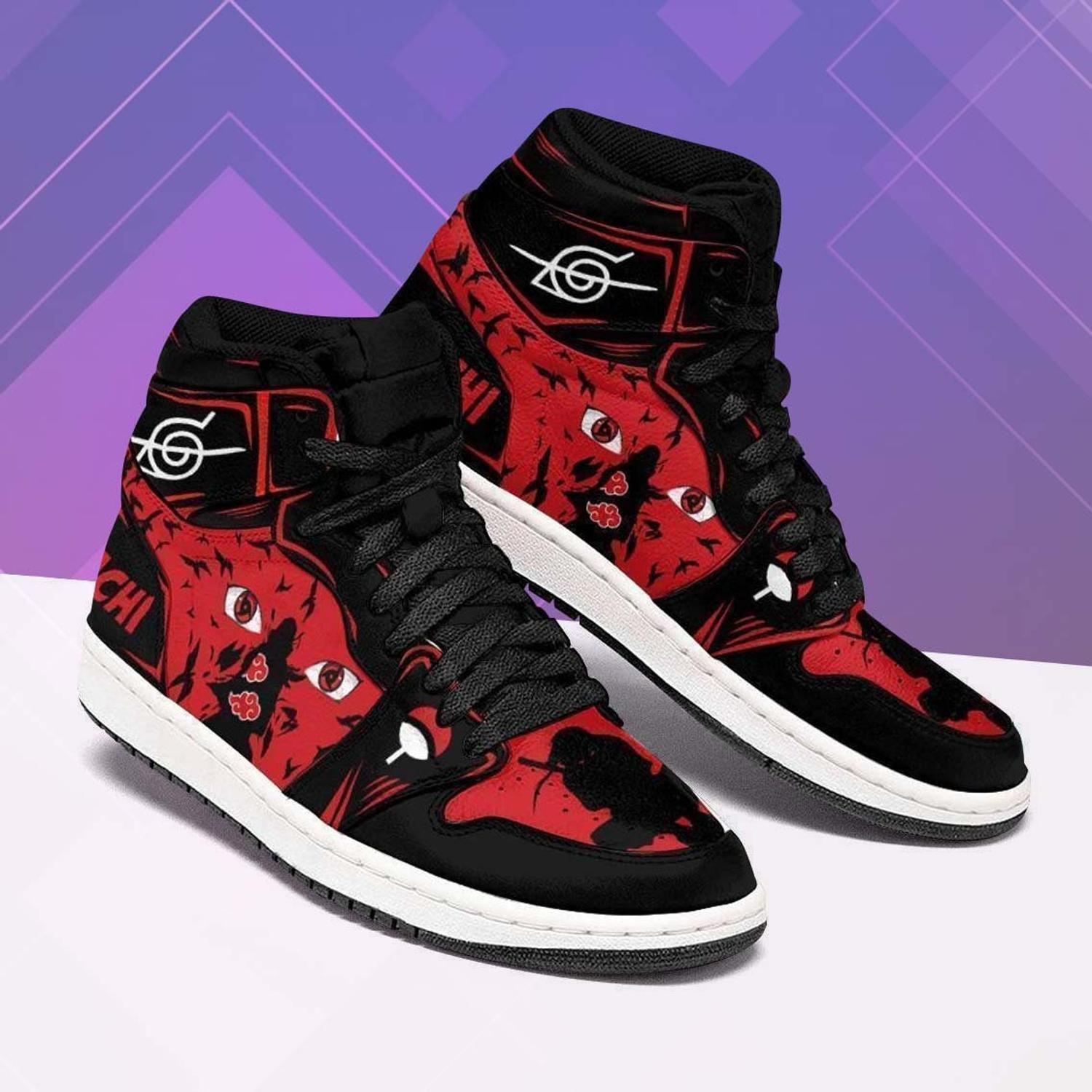 Itachi Mangekyou Sharingan 1 High Top Air Jordan Sneaker, Air Jordan Hightop