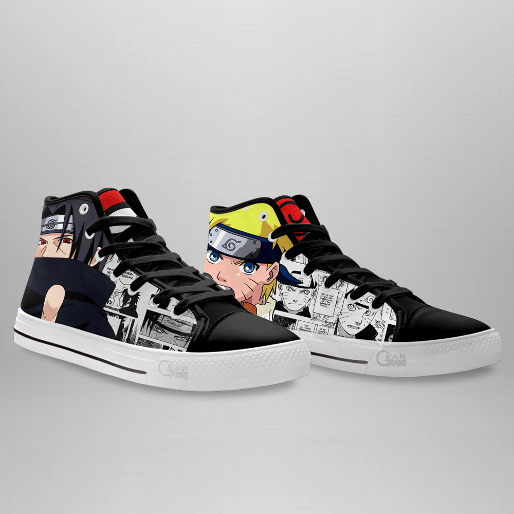 Itachi Uchiha and Nrt Uzumaki High Top Shoes Custom Anime Sneakers Mix Manga