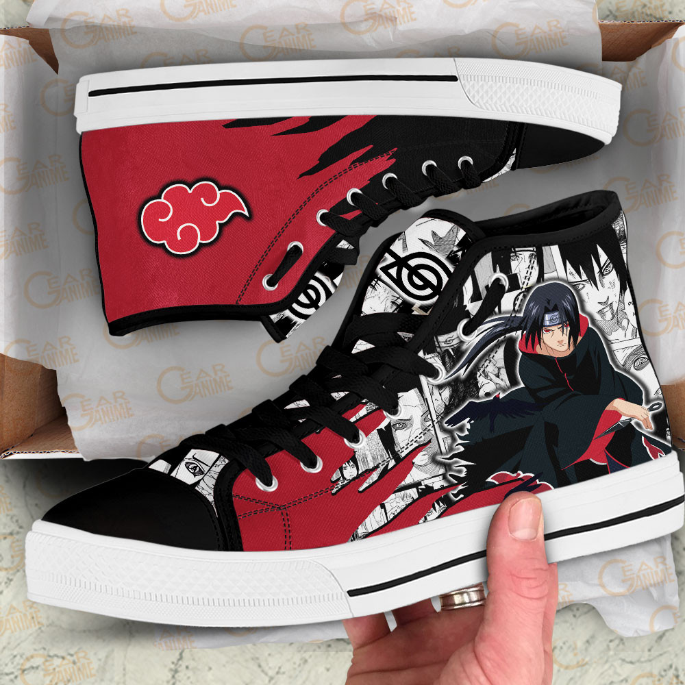 Itachi Uchiha High Top Shoes Akatsuki Custom Anime Sneakers Mix Manga