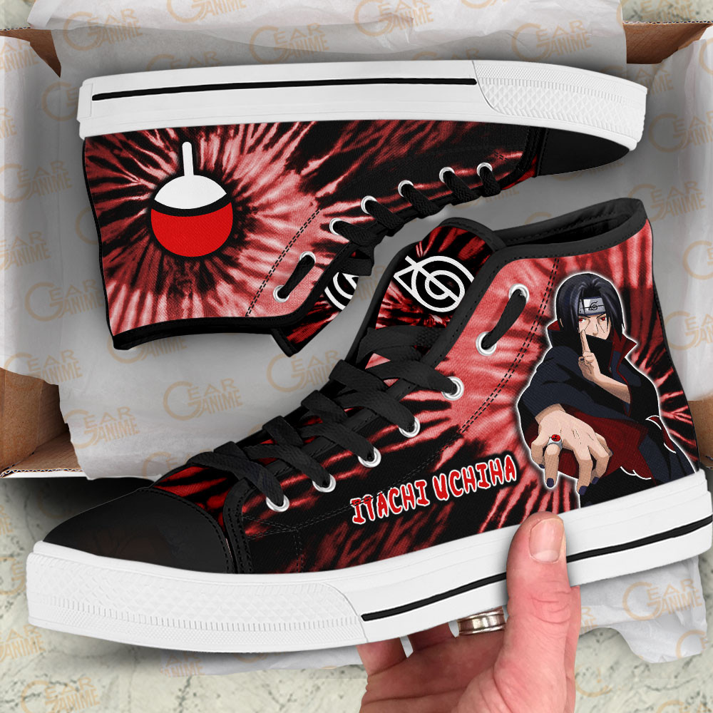 Itachi Uchiha High Top Shoes Custom Anime Sneakers Tie Dye Style