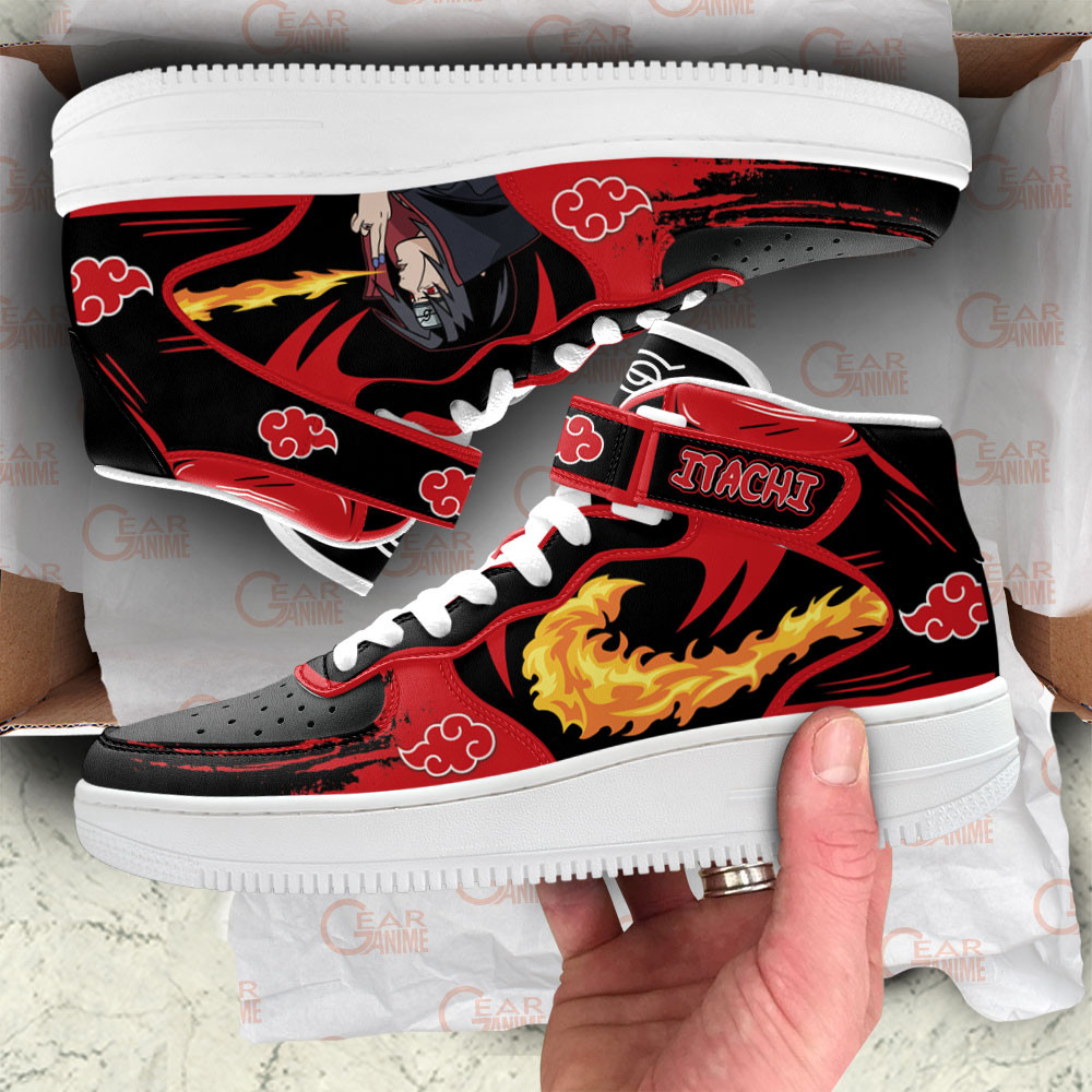 Itachi Uchiha Katon Sneakers Air Mid Custom Akatsuki Anime Shoes