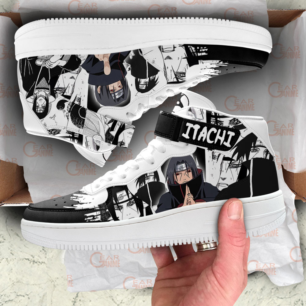 Itachi Uchiha Sneakers Air Mid Custom Akatsuki Anime Shoes Mix Manga